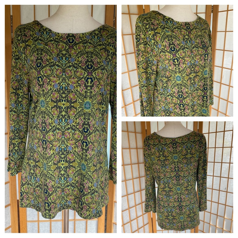Habitat Green Print Top 100% Cotton SZ L/XL